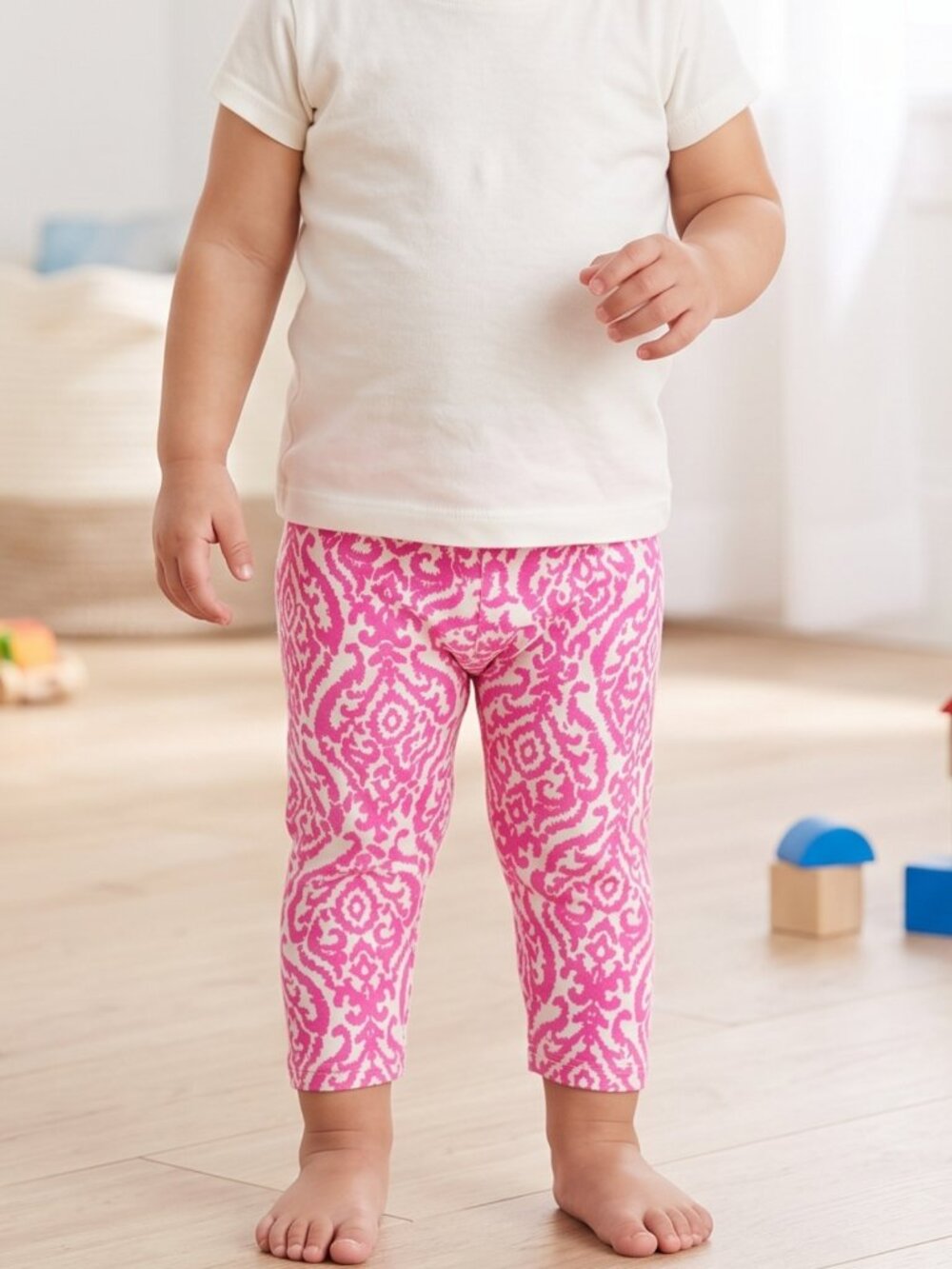 NWT | Carter's Neon Pink & White Damask Print Capri Leggings | 24M